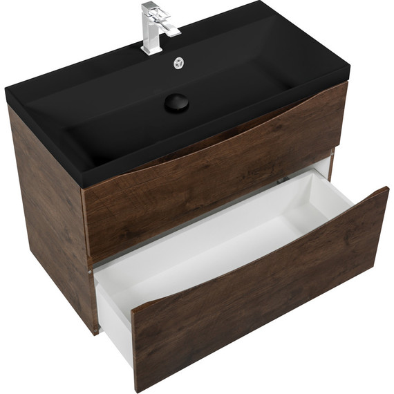 Тумба подвесная с раковиной BelBagno MARINO-H60-800-2C-SO-RW-P 80 см, Rovere Moro (раковина BB800/450-LV-ART-AST-NERO) - фото 3