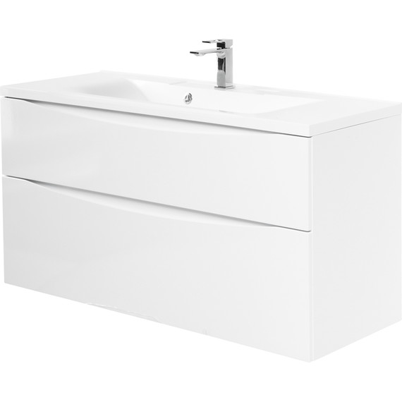 Тумба подвесная с раковиной BelBagno MARINO-H60-1200-2C-SO-BL-P 120 см, Bianco Lucido - фото 2
