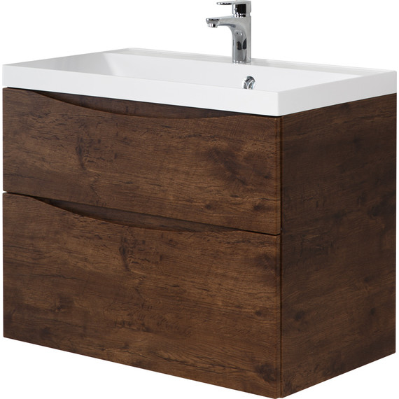 Тумба подвесная с раковиной BelBagno MARINO-H60-800-2C-SO-RW-P 80 см, Rovere Moro - фото 2