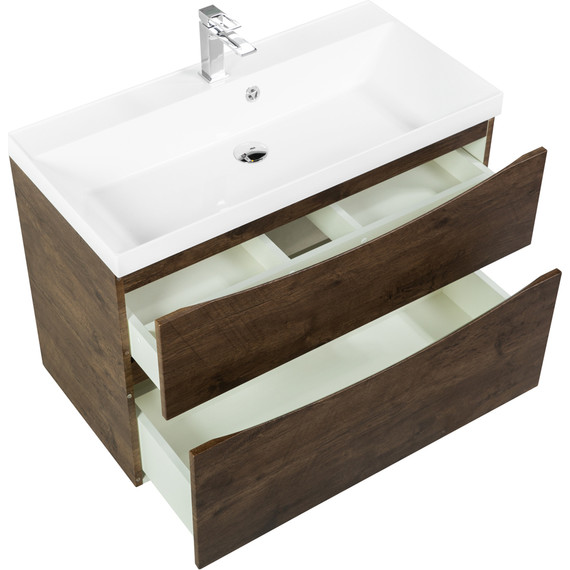 Тумба подвесная с раковиной BelBagno MARINO-H60-900-2C-SO-RW-P 90 см, Rovere Moro - фото 5