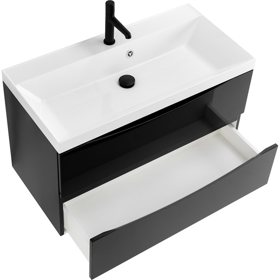 Тумба подвесная с раковиной BelBagno MARINO-900-2C-SO-NL-P 90 см, Nero Lucido - фото 3