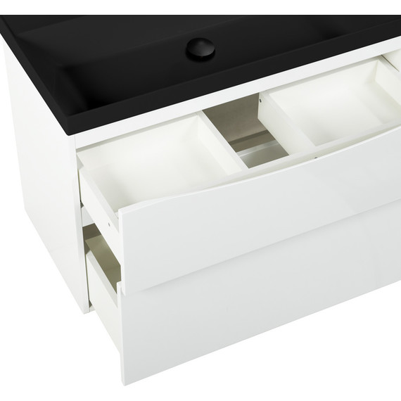 Тумба подвесная с раковиной BelBagno MARINO-H60-800-2C-SO-BL-P 80 см, Bianco Lucido (раковина BB800/450-LV-ART-AST-NERO) - фото 5