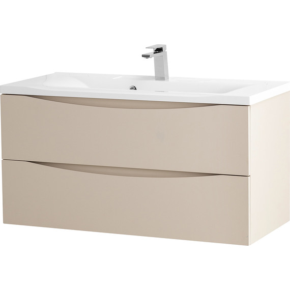 Тумба подвесная с раковиной BelBagno MARINO-1000-2C-SO-CO-P 100 см, Crema Opaco - фото 2