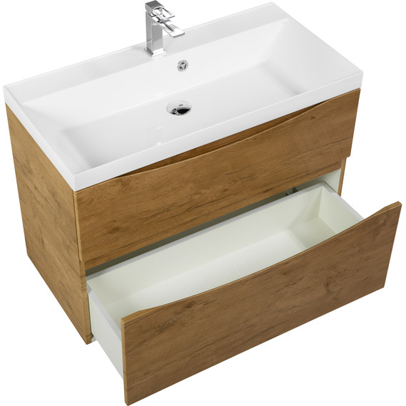 Тумба подвесная с раковиной BelBagno MARINO-H60-900-2C-SO-RN-P 90 см, Rovere Nature - фото 3