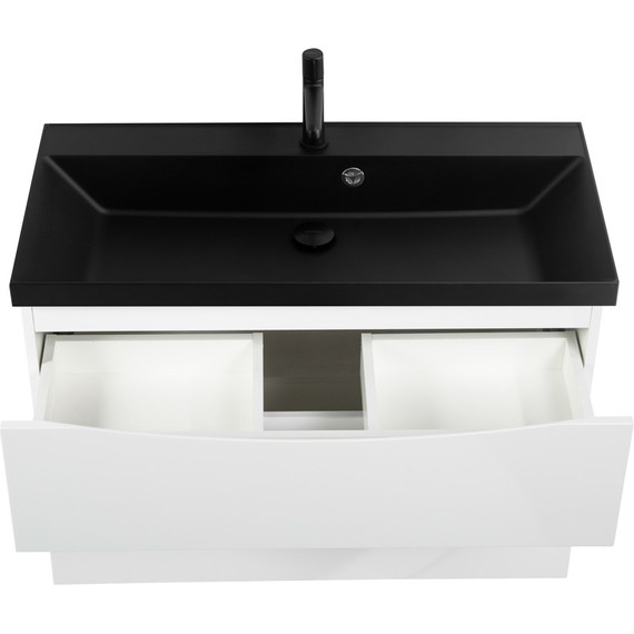 Тумба подвесная с раковиной BelBagno MARINO-H60-800-2C-SO-BL-P 80 см, Bianco Lucido (раковина BB800/450-LV-ART-AST-NERO) - фото 6