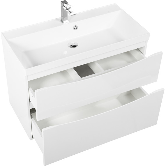 Тумба подвесная с раковиной BelBagno MARINO-H60-900-2C-SO-BL-P 90 см, Bianco Lucido - фото 6
