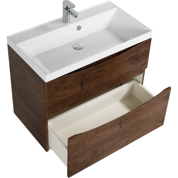 Тумба подвесная с раковиной BelBagno MARINO-H60-800-2C-SO-RW-P 80 см, Rovere Moro - фото 3