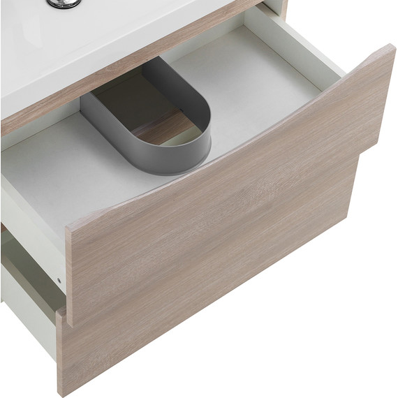 Тумба подвесная с раковиной BelBagno MARINO-700-2C-SO-RG-P 70 см, Rovere Grigio - фото 6