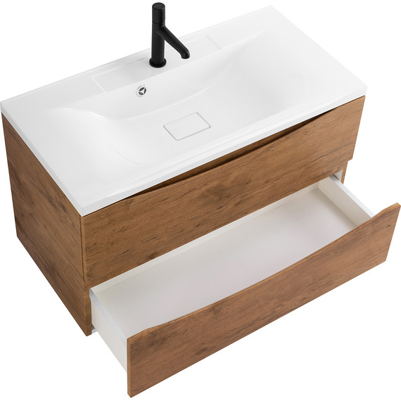 Тумба подвесная с раковиной BelBagno MARINO-1000-2C-SO-RN-P 100 см, Rovere Nature - фото 3