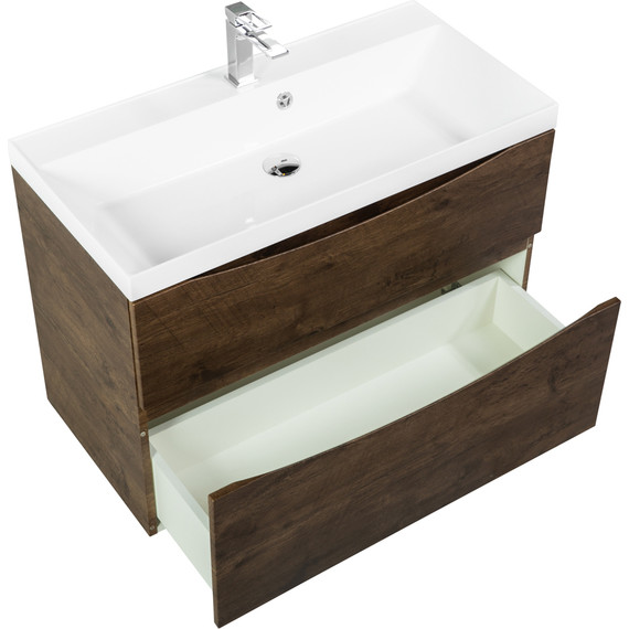 Тумба подвесная с раковиной BelBagno MARINO-H60-900-2C-SO-RW-P 90 см, Rovere Moro - фото 3