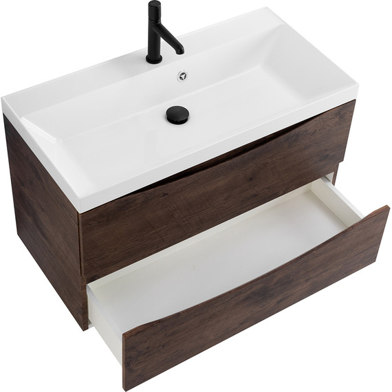 Тумба подвесная с раковиной BelBagno MARINO-900-2C-SO-RW-P 90 см, Rovere Moro - фото 3