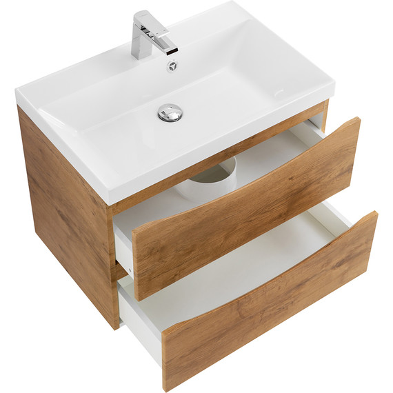 Тумба подвесная с раковиной BelBagno MARINO-700-2C-SO-RN-P 70 см, Rovere Nature - фото 5