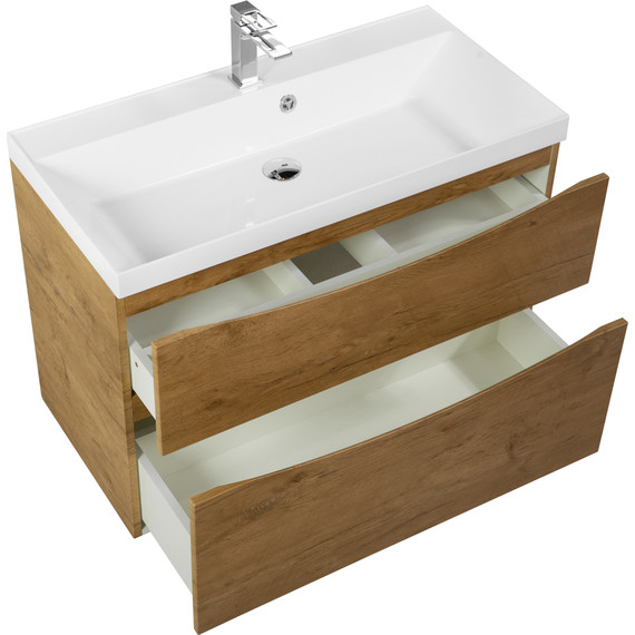 Тумба подвесная с раковиной BelBagno MARINO-H60-800-2C-SO-RN-P 80 см, Rovere Nature - фото 6