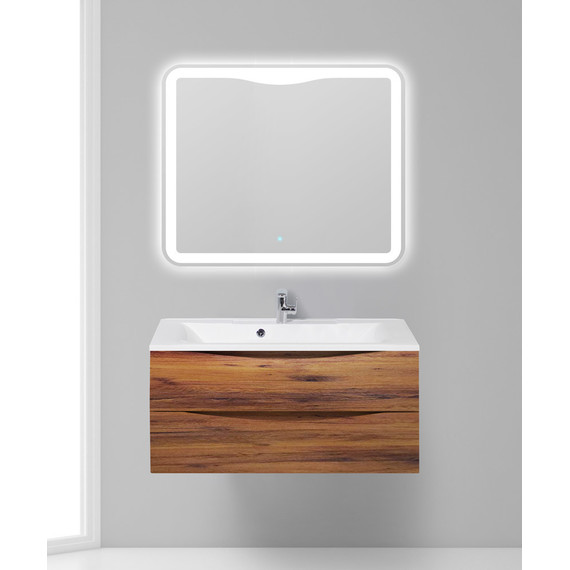 Тумба подвесная с раковиной BelBagno MARINO-1000-2C-SO-RC-P 100 см, Rovere Ciliegio - фото 9