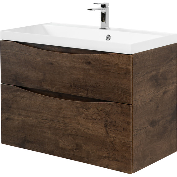 Тумба подвесная с раковиной BelBagno MARINO-H60-900-2C-SO-RW-P 90 см, Rovere Moro - фото 