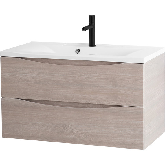 Тумба подвесная с раковиной BelBagno MARINO-1000-2C-SO-RG-P 100 см, Rovere Grigio - фото, картинка 2 Тумба подвесная с раковиной BelBagno MARINO-1000-2C-SO-RG-P 100 см, Rovere Grigio - фото 2