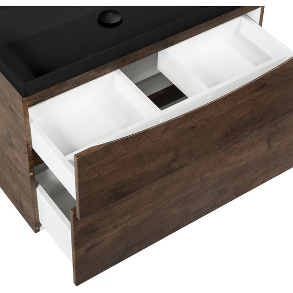 Тумба подвесная с раковиной BelBagno MARINO-H60-900-2C-SO-RW-P 90 см, Rovere Moro (раковина BB900/450-LV-ART-AST-NERO) - фото 6