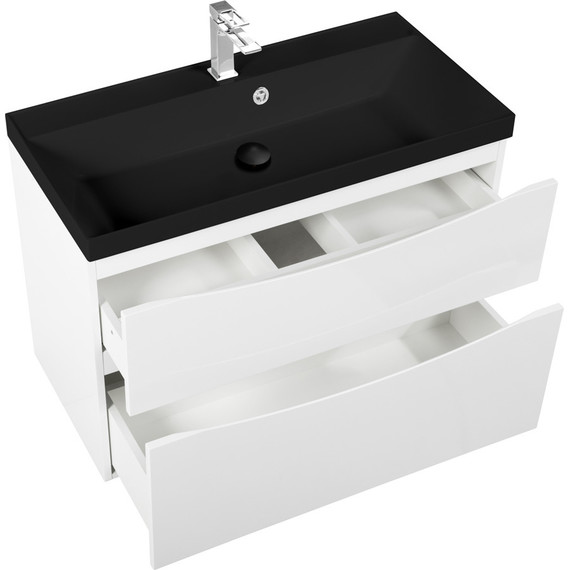 Тумба подвесная с раковиной BelBagno MARINO-H60-900-2C-SO-BL-P 90 см, Bianco Lucido (раковина BB900/450-LV-ART-AST-NERO) - фото 4