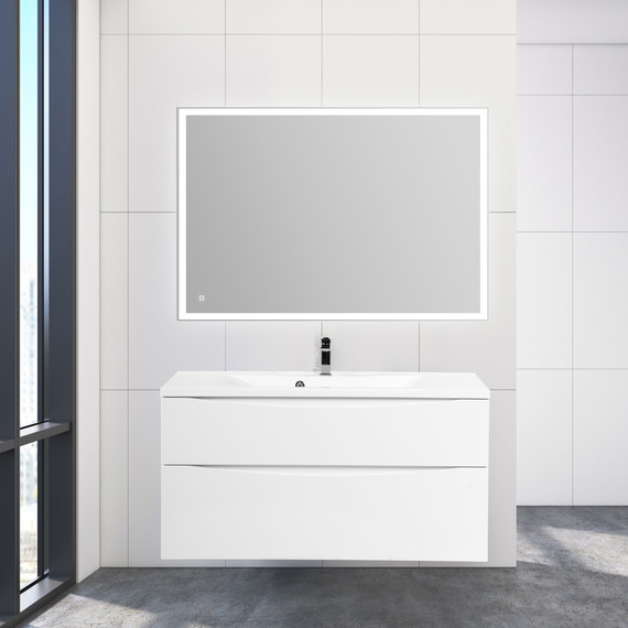Тумба подвесная с раковиной BelBagno MARINO-H60-1000-2C-SO-BL-P 100 см, Bianco Lucido - фото 8