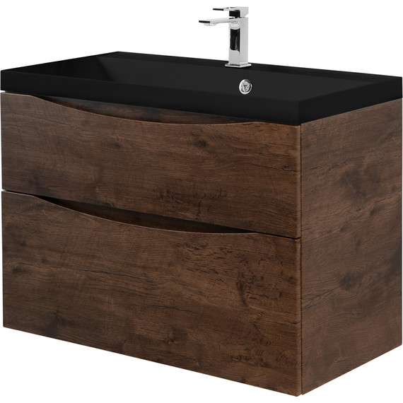 Тумба подвесная с раковиной BelBagno MARINO-H60-900-2C-SO-RW-P 90 см, Rovere Moro (раковина BB900/450-LV-ART-AST-NERO) - фото 2