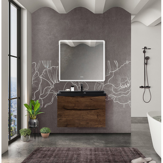 Тумба подвесная с раковиной BelBagno MARINO-H60-800-2C-SO-RW-P 80 см, Rovere Moro (раковина BB800/450-LV-ART-AST-NERO) - фото 8
