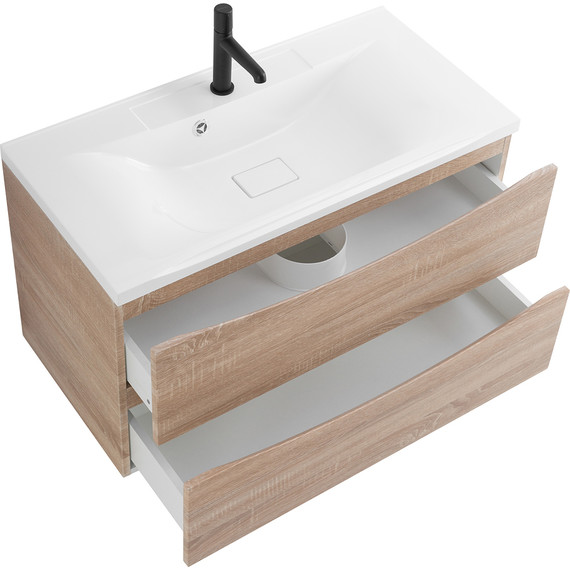 Тумба подвесная с раковиной BelBagno MARINO-1000-2C-SO-WO-P 100 см, Rovere Bianco - фото 5