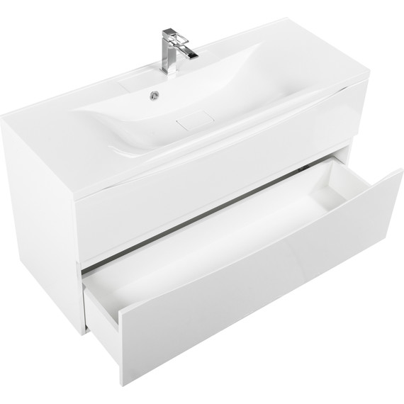 Тумба подвесная с раковиной BelBagno MARINO-H60-1100-2C-SO-BL-P 110 см, Bianco Lucido - фото 3