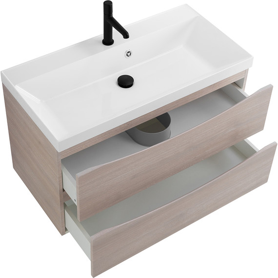 Тумба подвесная с раковиной BelBagno MARINO-800-2C-SO-RG-P 80 см, Rovere Grigio - фото, картинка 5 Тумба подвесная с раковиной BelBagno MARINO-800-2C-SO-RG-P 80 см, Rovere Grigio - фото 5