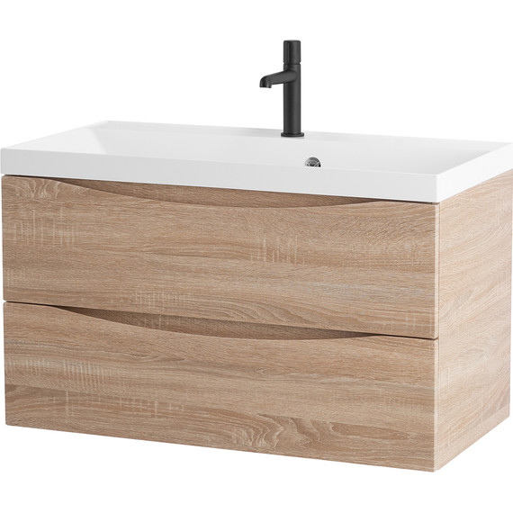 Тумба подвесная с раковиной BelBagno MARINO-900-2C-SO-WO-P 90 см, Rovere Bianco - фото 2