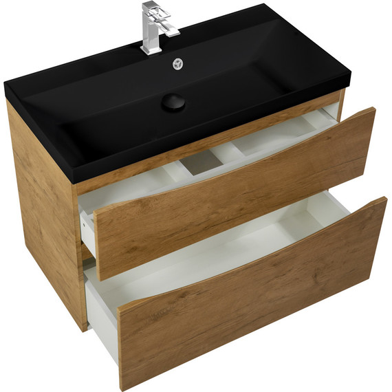 Тумба подвесная с раковиной BelBagno MARINO-H60-800-2C-SO-RN-P 80 см, Rovere Nature (раковина BB800/450-LV-ART-AST-NERO) - фото 5