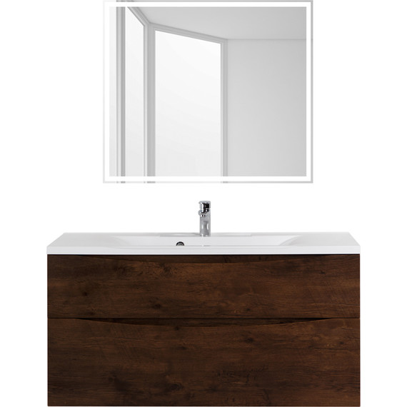 Тумба подвесная с раковиной BelBagno MARINO-H60-1100-2C-SO-RW-P 110 см, Rovere Moro - фото 9