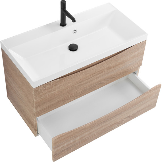 Тумба подвесная с раковиной BelBagno MARINO-900-2C-SO-WO-P 90 см, Rovere Bianco - фото 3