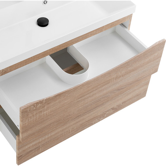 Тумба подвесная с раковиной BelBagno MARINO-800-2C-SO-WO-P 80 см, Rovere Bianco - фото 6