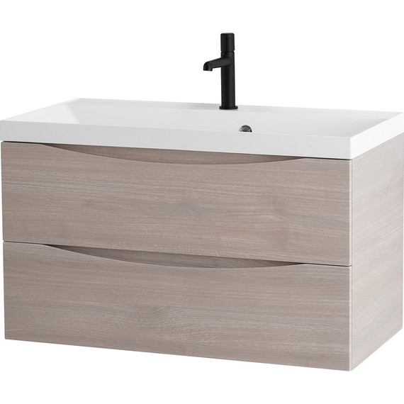 Тумба подвесная с раковиной BelBagno MARINO-800-2C-SO-RG-P 80 см, Rovere Grigio - фото, картинка 2 Тумба подвесная с раковиной BelBagno MARINO-800-2C-SO-RG-P 80 см, Rovere Grigio - фото 2