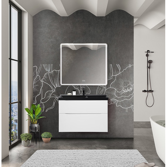 Тумба подвесная с раковиной BelBagno MARINO-H60-800-2C-SO-BL-P 80 см, Bianco Lucido (раковина BB800/450-LV-ART-AST-NERO) - фото 7