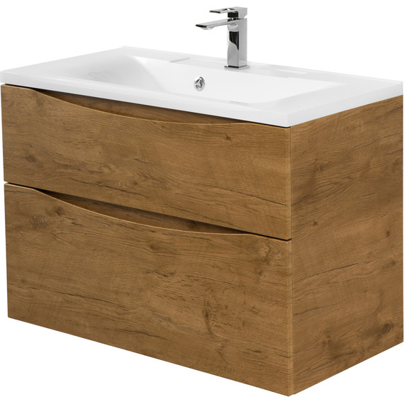 Тумба подвесная с раковиной BelBagno MARINO-H60-800-2C-SO-RN-P 80 см, Rovere Nature (раковина BB800/450-LV-MR-PR) - фото 2