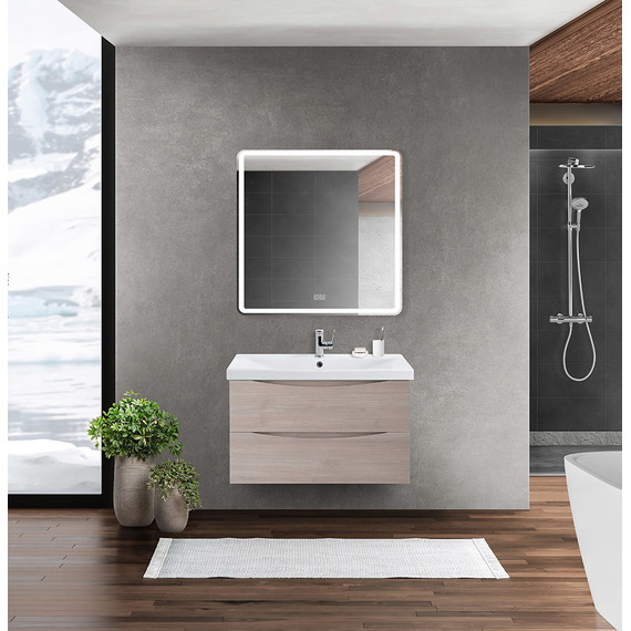Тумба подвесная с раковиной BelBagno MARINO-CER-800-2C-SO-RG-P 80 см, Rovere Grigio - фото 10