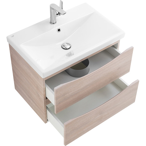 Тумба подвесная с раковиной BelBagno MARINO-CER-700-2C-SO-RG-P 70 см, Rovere Grigio - фото 6