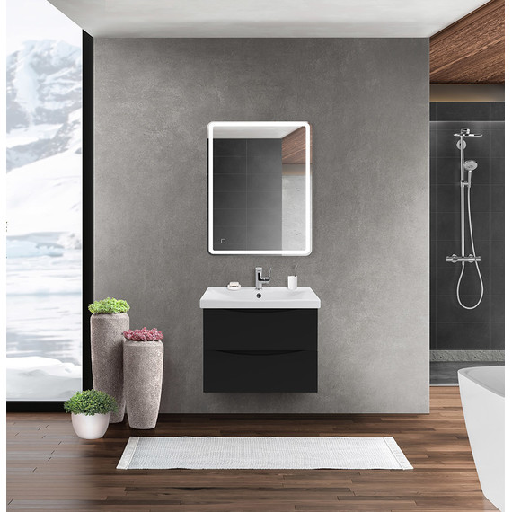 Тумба подвесная с раковиной BelBagno MARINO-CER-600-2C-SO-NL-P 60 см, Nero Lucido - фото 9