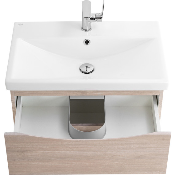 Тумба подвесная с раковиной BelBagno MARINO-CER-700-2C-SO-RG-P 70 см, Rovere Grigio - фото 4