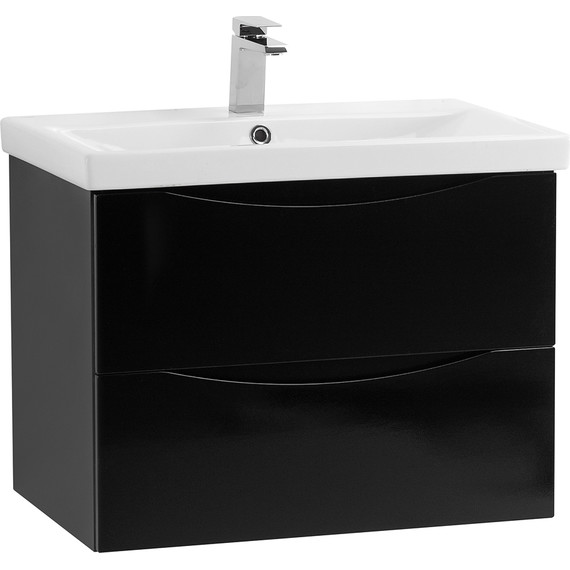 Тумба подвесная с раковиной BelBagno MARINO-CER-600-2C-SO-NL-P 60 см, Nero Lucido - фото 2