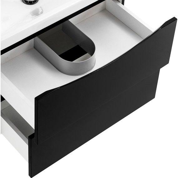 Тумба подвесная с раковиной BelBagno MARINO-CER-600-2C-SO-NL-P 60 см, Nero Lucido - фото 6