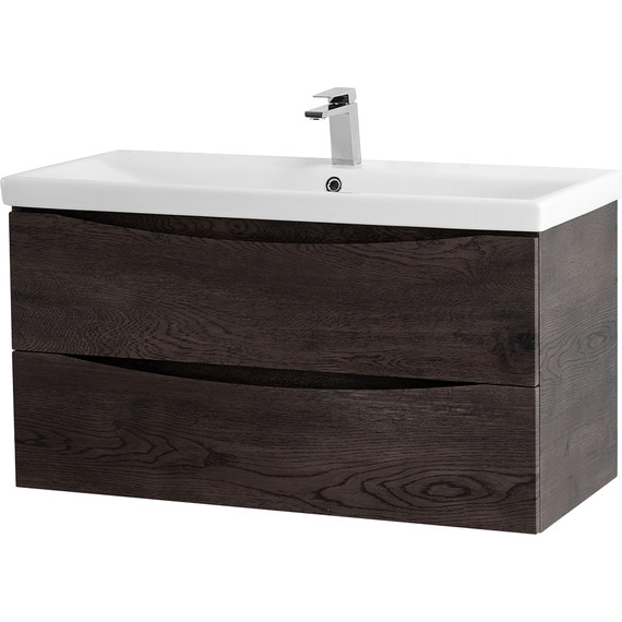 Тумба подвесная с раковиной BelBagno MARINO-CER-900-2C-SO-RNG-P 90 см, Rovere Nature Grigio - фото 2