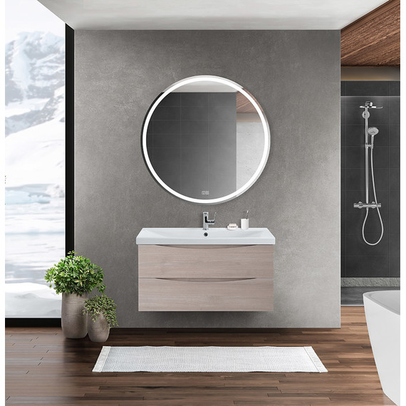 Тумба подвесная с раковиной BelBagno MARINO-CER-1000-2C-SO-RG-P 100 см, Rovere Grigio - фото 10