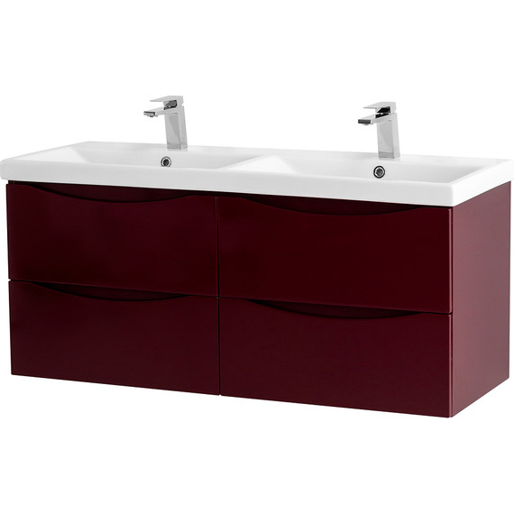 Тумба подвесная с раковиной BelBagno MARINO-CER-1200-4C-SO-2-BRDL-P 120 см, Bordo Lucido - фото 2