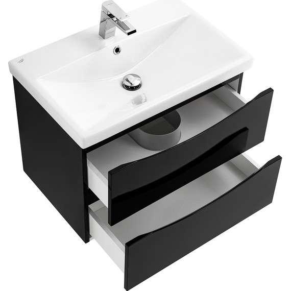 Тумба подвесная с раковиной BelBagno MARINO-CER-700-2C-SO-NL-P 70 см, Nero Lucido - фото 5