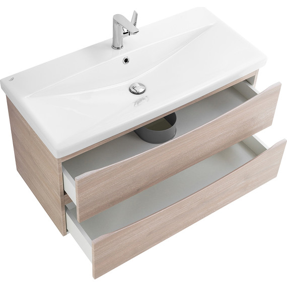 Тумба подвесная с раковиной BelBagno MARINO-CER-900-2C-SO-RG-P 90 см, Rovere Grigio - фото 6