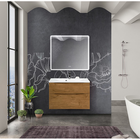Тумба подвесная с раковиной BelBagno MARINO-H60-800-2C-SO-RN-P 80 см, Rovere Nature (раковина BB800/450-LV-MR-PR) - фото 6