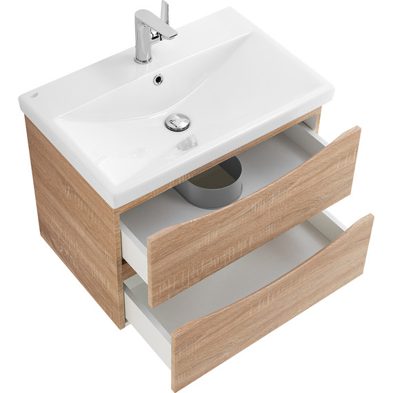 Тумба подвесная с раковиной BelBagno MARINO-CER-600-2C-SO-WO-P 60 см, Rovere Bianco - фото 6