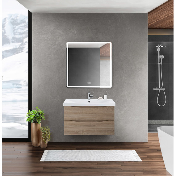 Тумба подвесная с раковиной BelBagno MARINO-CER-800-2C-SO-WO-P 80 см, Rovere Bianco - фото 10
